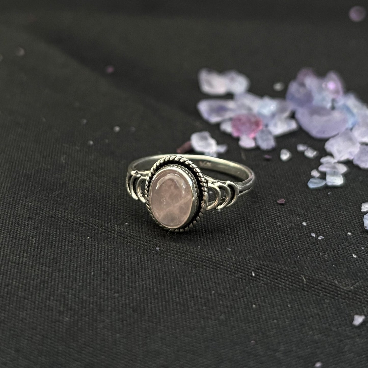 Anillo plata 925 con piedra cuarzo rosa