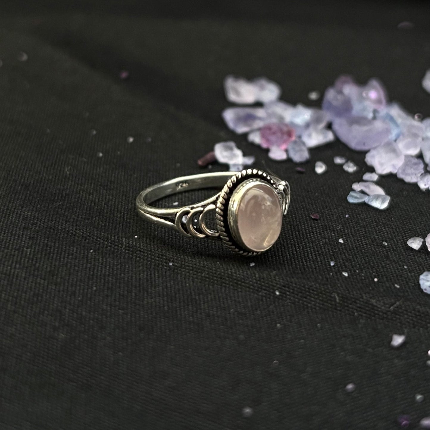 Anillo plata 925 con piedra cuarzo rosa