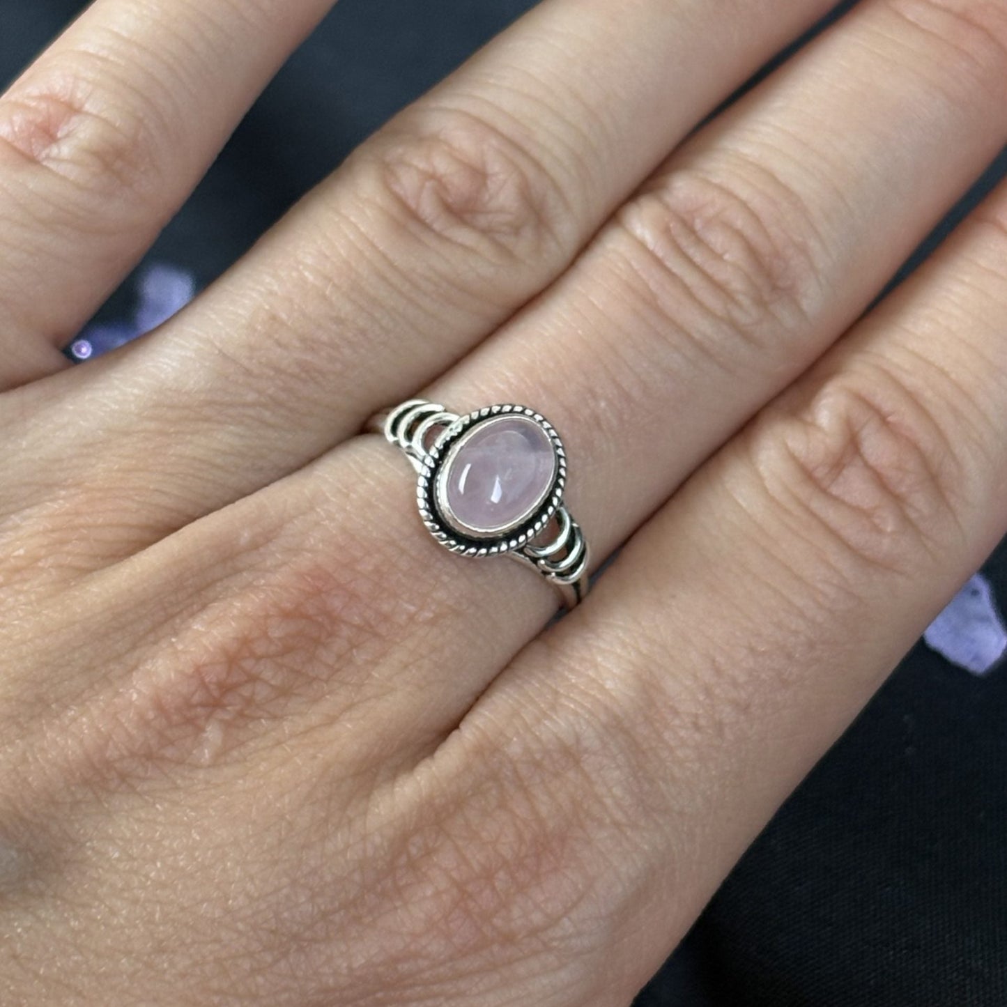 Anillo plata 925 con piedra cuarzo rosa