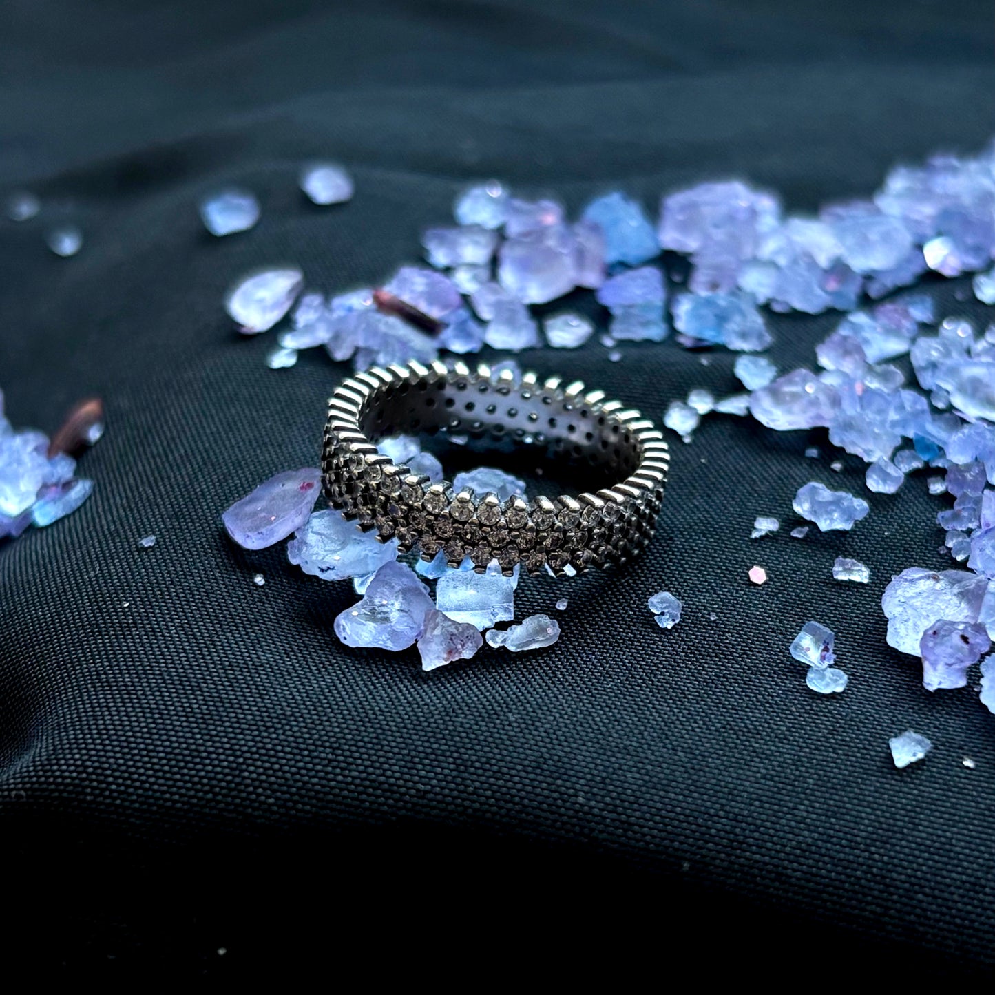 Anillo de plata 925 con 3 lineas de microcircones