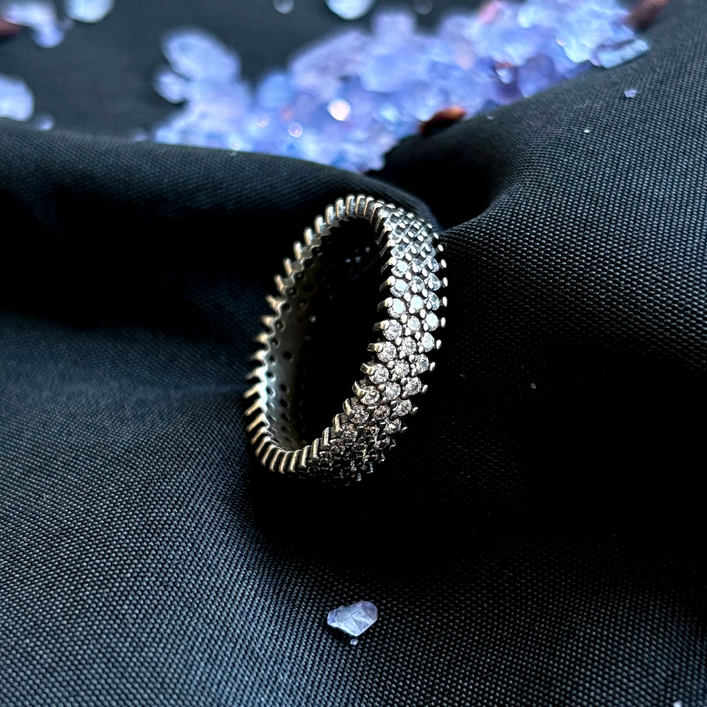 Anillo de plata 925 con 3 lineas de microcircones