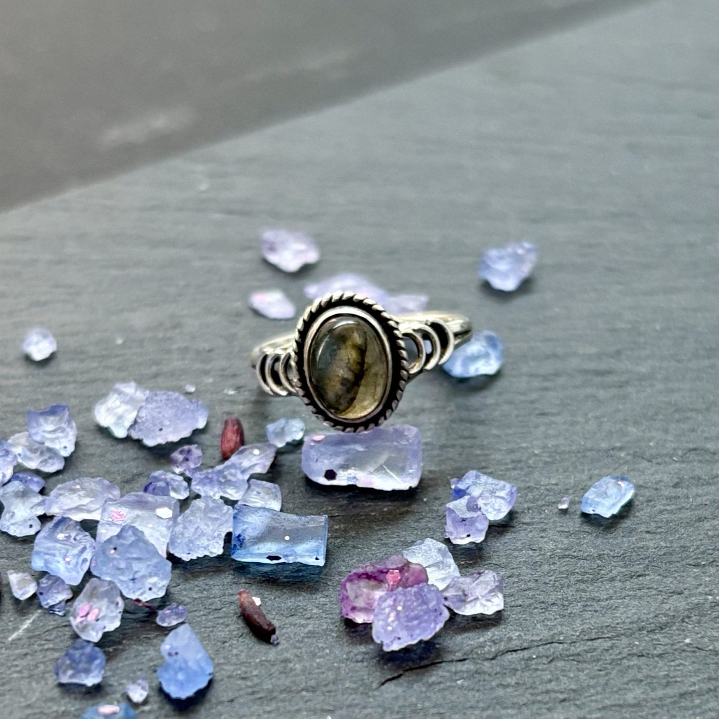 Anillo plata 925 con piedra Labradorita