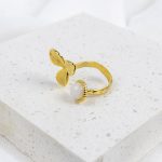 Anillo enchapado en oro con piedra cuarzo